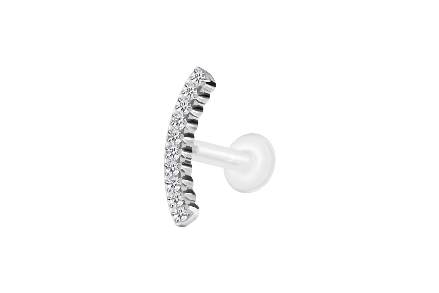 PTFE Labret Piercing mit Innengewinde + Titan-Aufsatz KRISTALLBOGEN